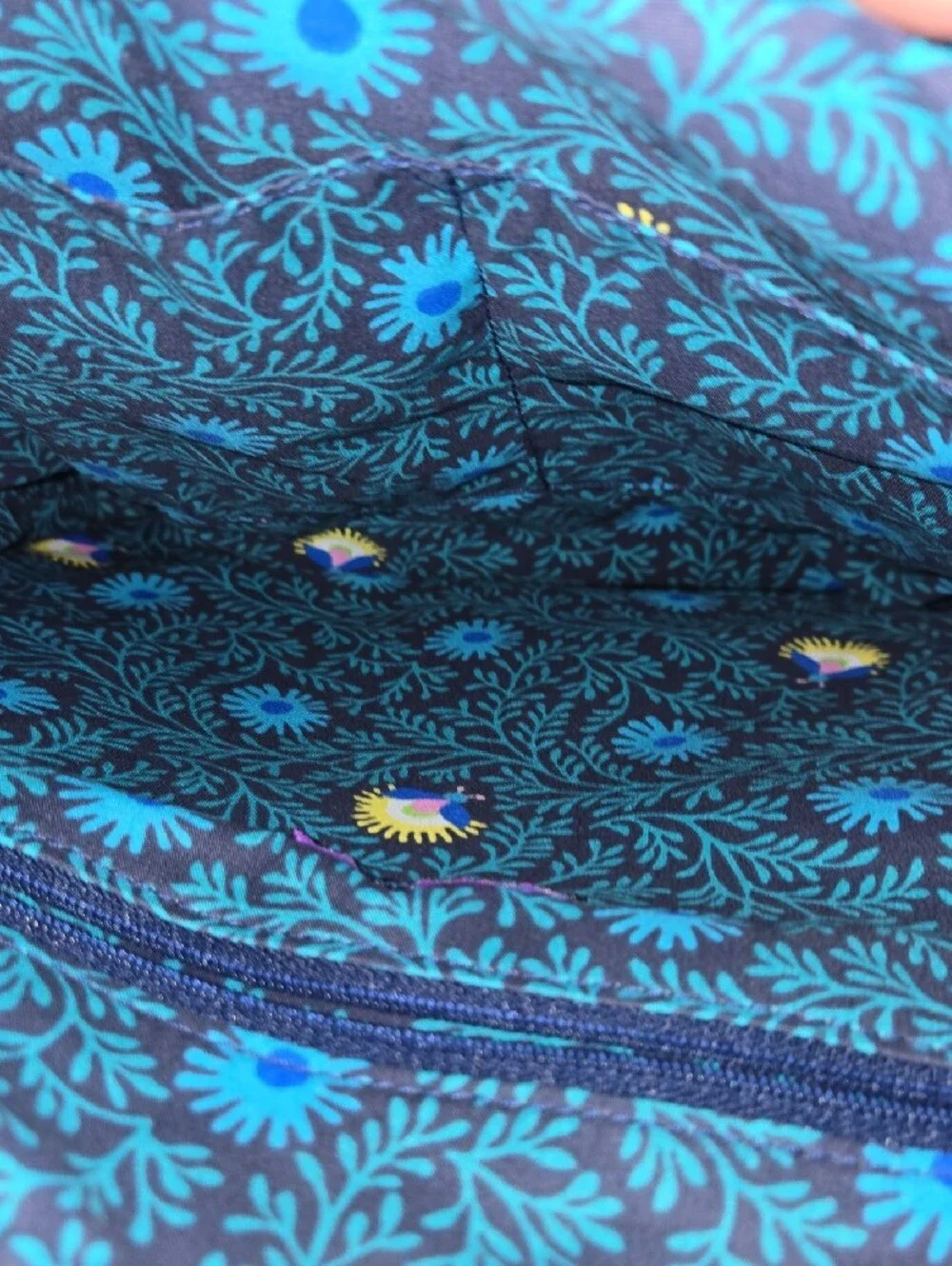 Vera Bradley Navy Floral Quilted Tote with Multicolor Blooms